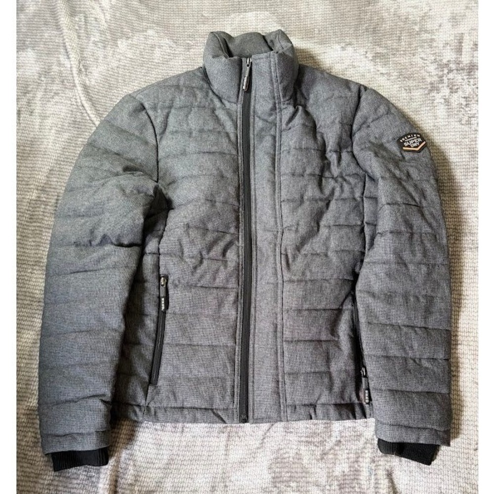 Superdry Mountain Supply Goods Grey Puffer Jacket M50010LR Mens Large